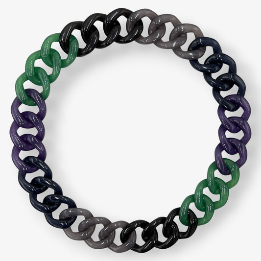 Pono Green PONO Italy Green Purple Resin Chain Necklace