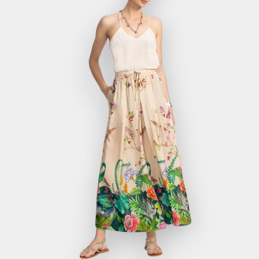 Johnny Was Multicolour Silk D’Amour Print Arya Pants Large [NEW]