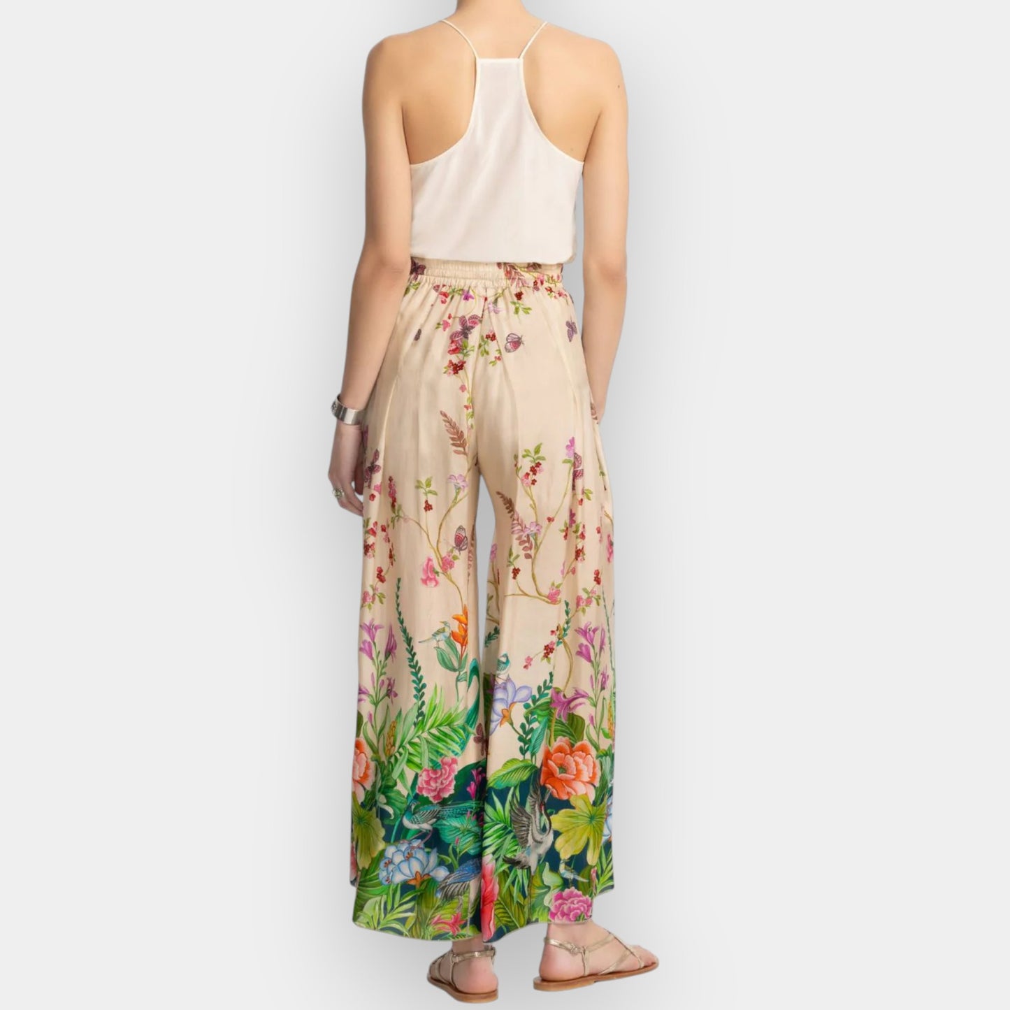 Johnny Was Multicolour Silk D’Amour Print Arya Pants Large [NEW]