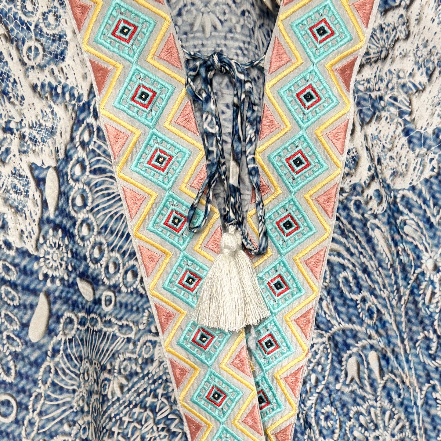 Johnny Was 'Dolce' Boho Light Blue Kimono Jacket Small [NEW]