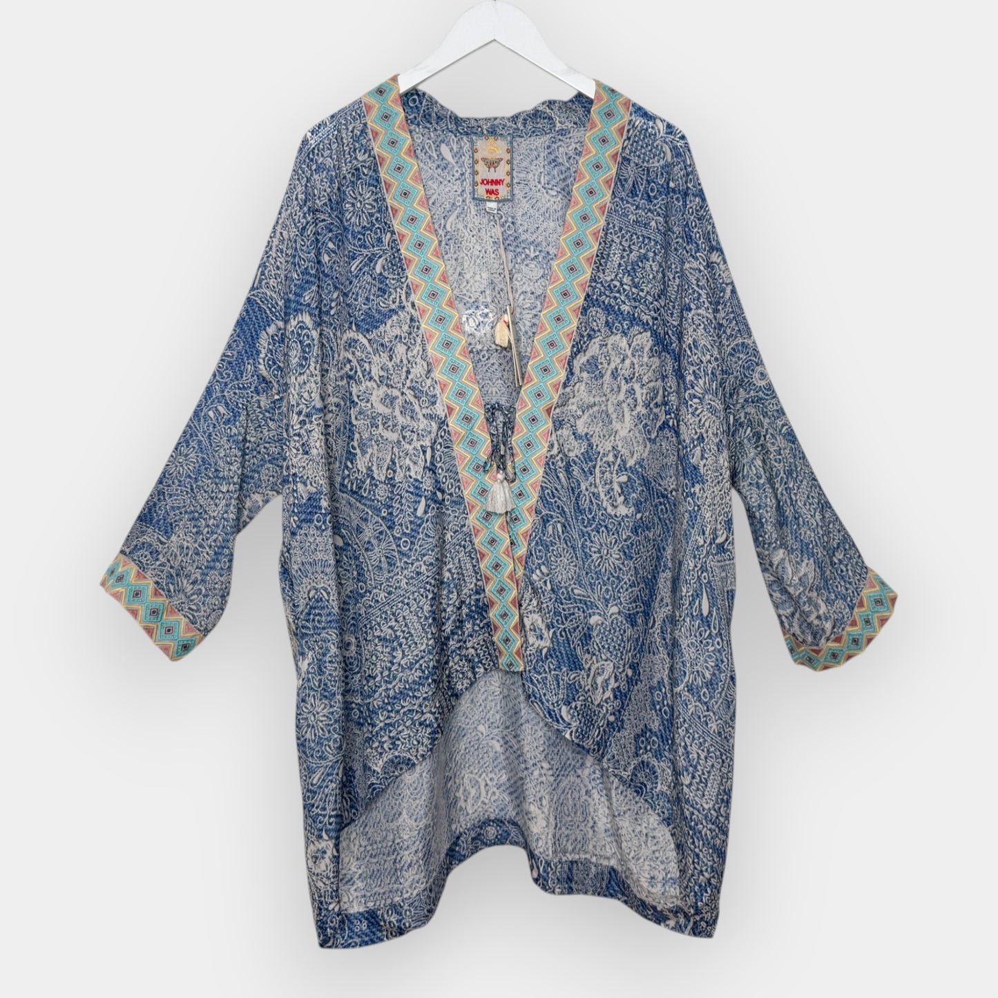 Johnny Was 'Dolce' Boho Light Blue Kimono Jacket Small [NEW]