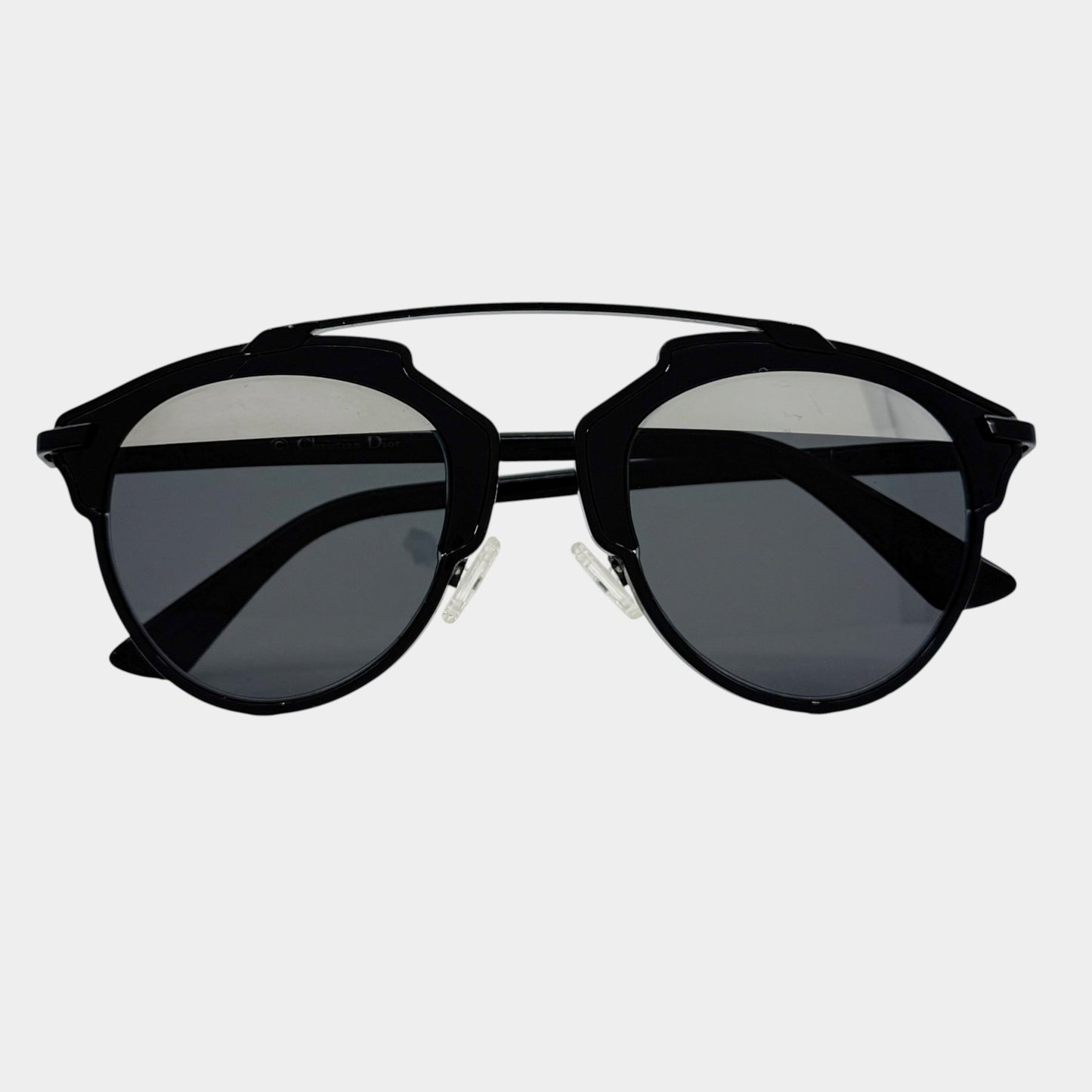 Christian Dior Vintage DiorSoReal Black & Silver Round Sunglasses