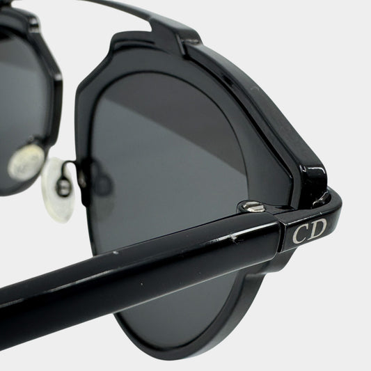 Christian Dior Vintage DiorSoReal Black & Silver Round Sunglasses