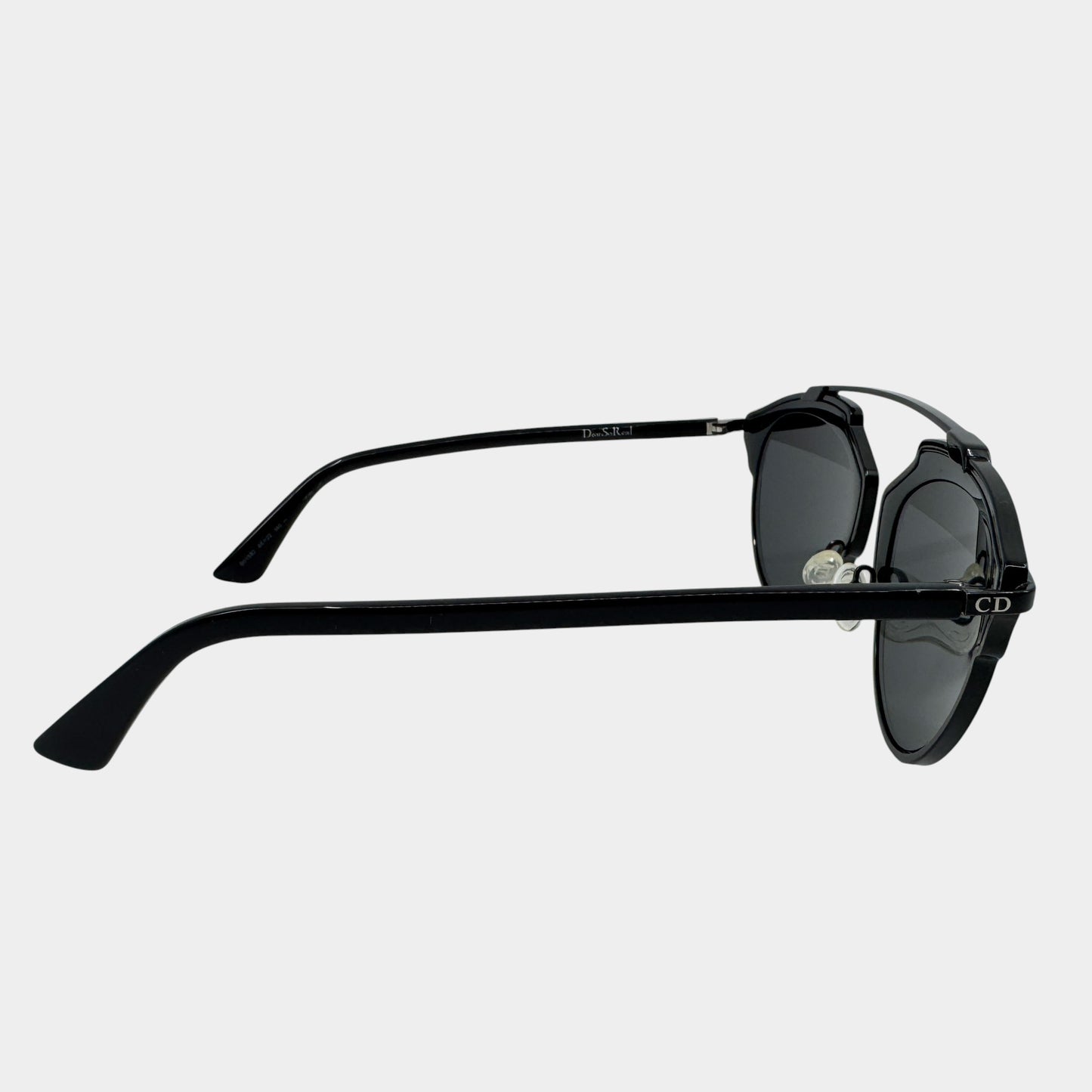 Christian Dior Vintage DiorSoReal Black & Silver Round Sunglasses