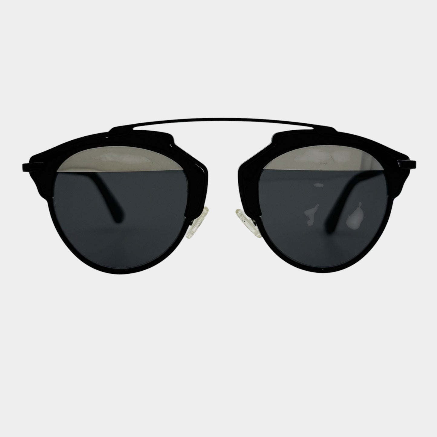 Christian Dior Vintage Dior SoReal Black & Silver Round Sunglasses