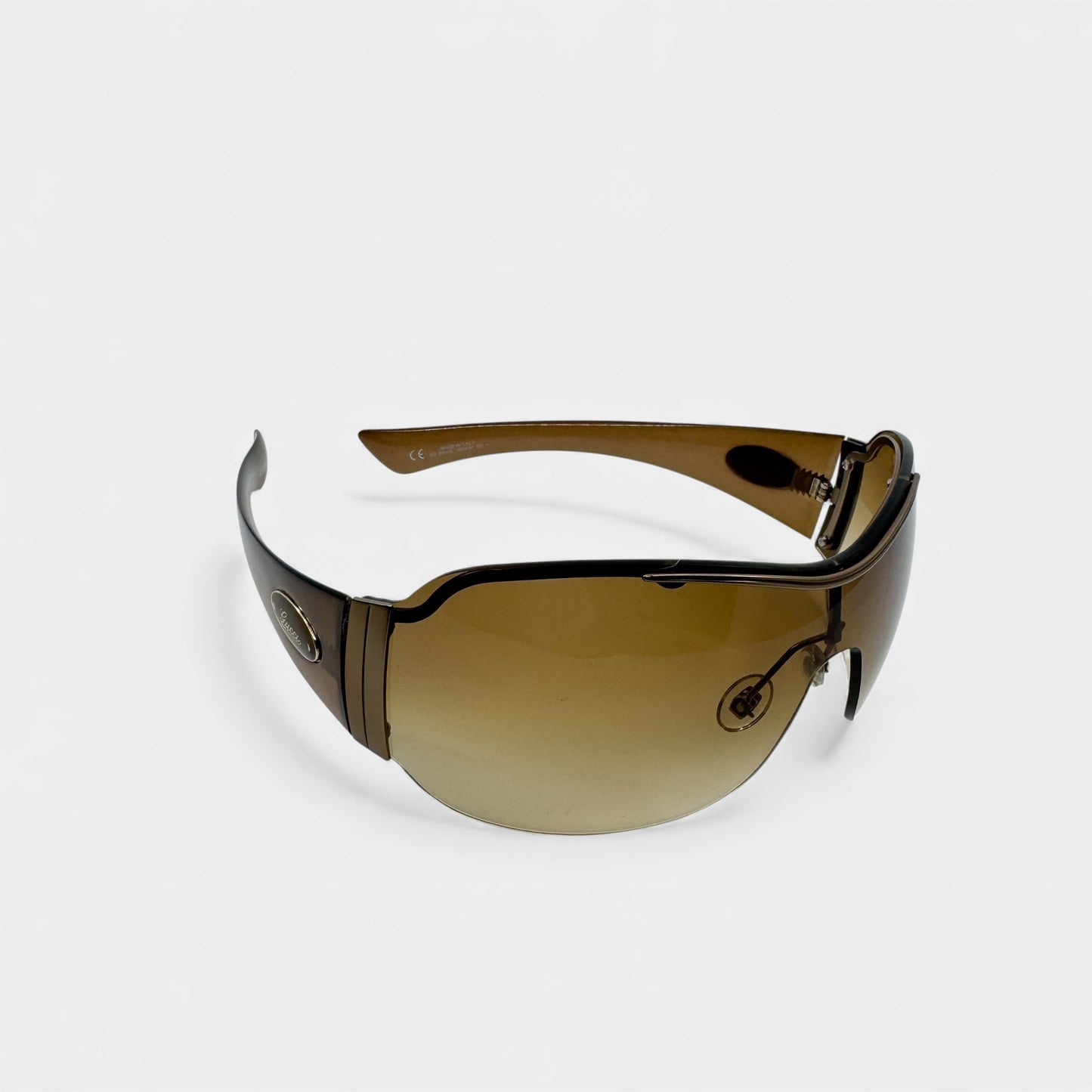 Gucci Vintage Brown Hidden Frame Shield Sunglasses GG1855/S