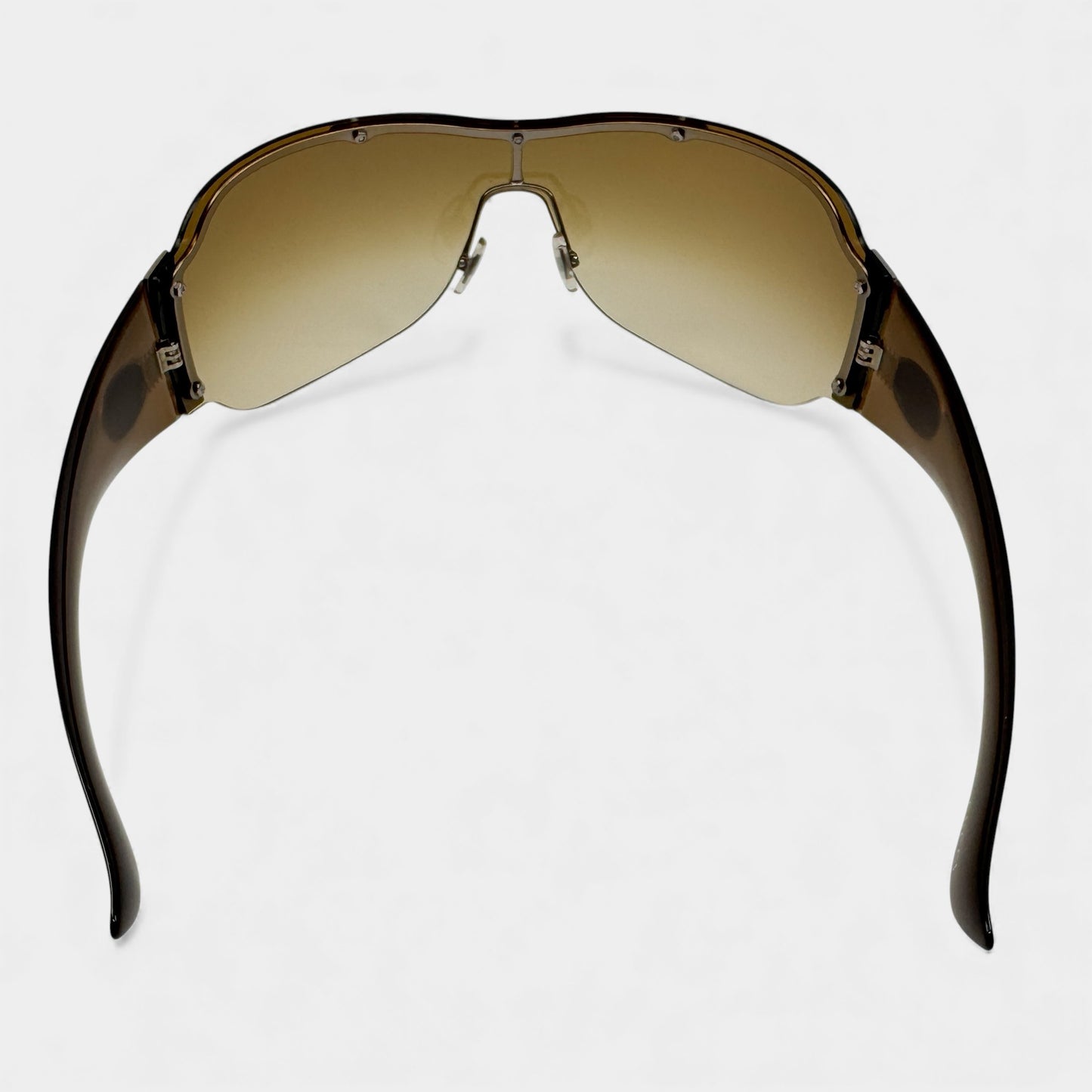 Gucci Vintage Brown Hidden Frame Shield Sunglasses GG1855/S