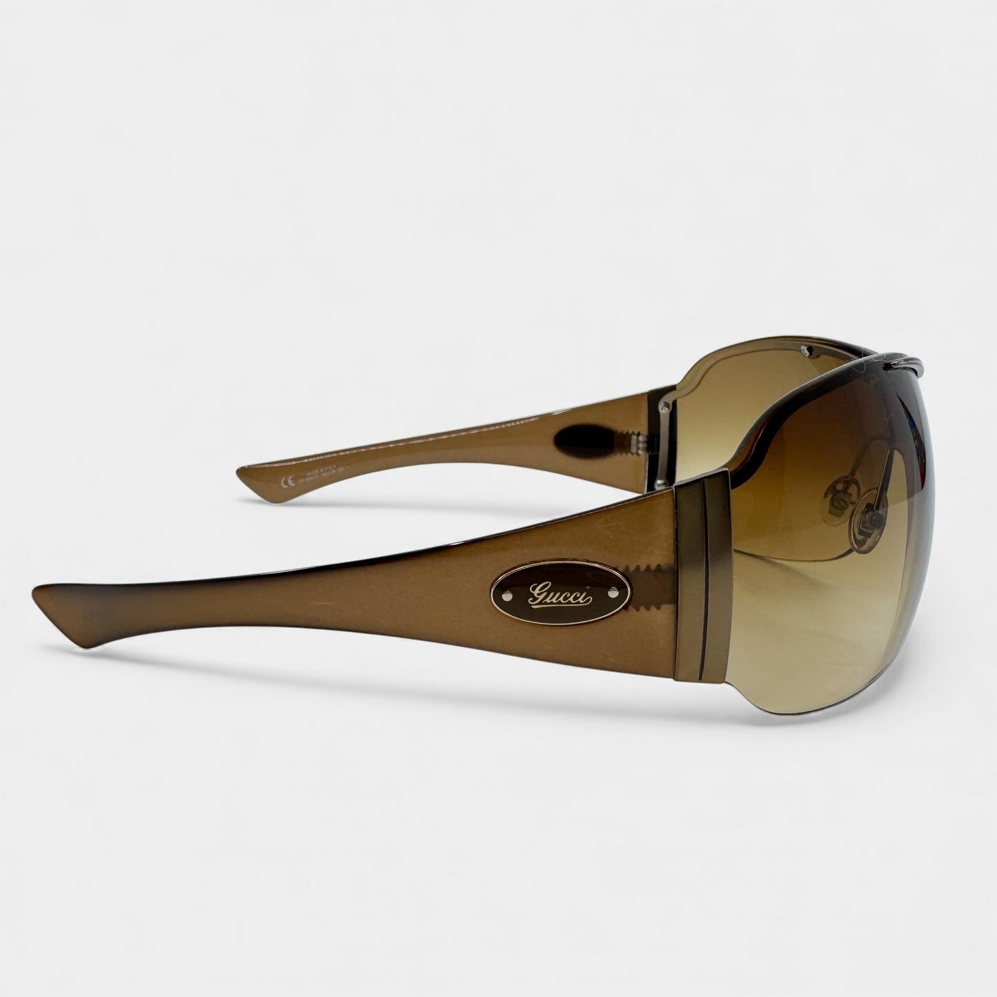 Gucci Vintage Brown Hidden Frame Shield Sunglasses GG1855/S