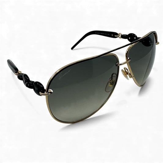 Gucci Vintage Gold & Black Aviator Sunglasses GG4225/S