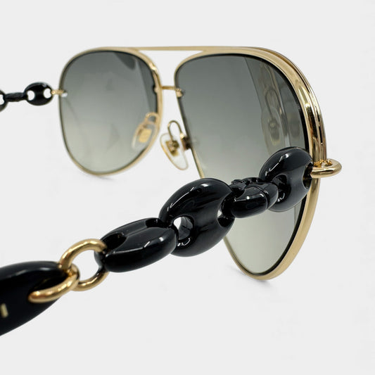 Gucci Vintage Gold & Black Aviator Sunglasses GG4225/S