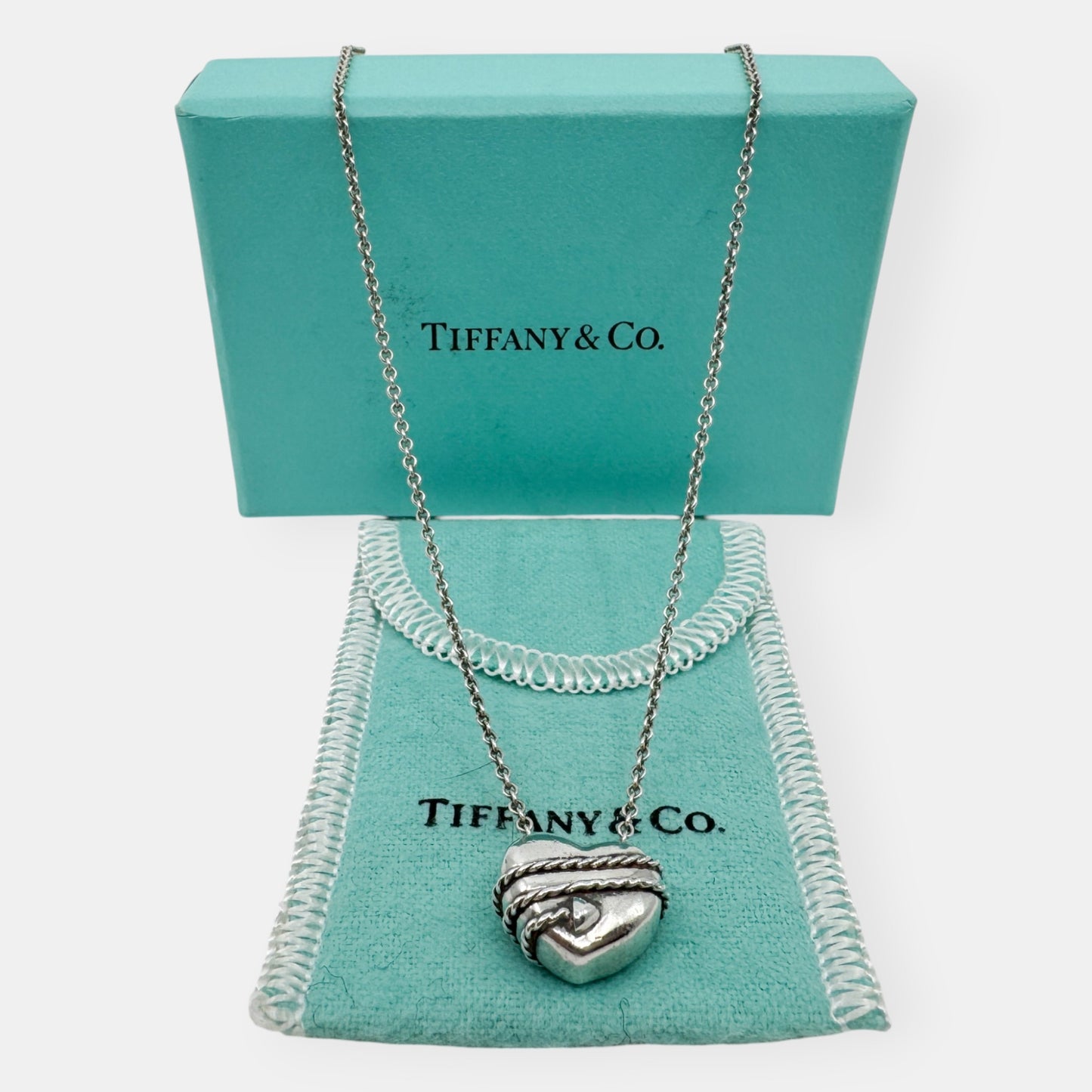 Tiffany & Co. 1994 Solid Silver 925 Heart & Arrow Pendant Necklace