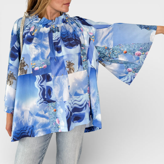 Romance Was Born X Samuel Hodge Blue Floral Petit Palais Cotton Top AU14 [NEW]