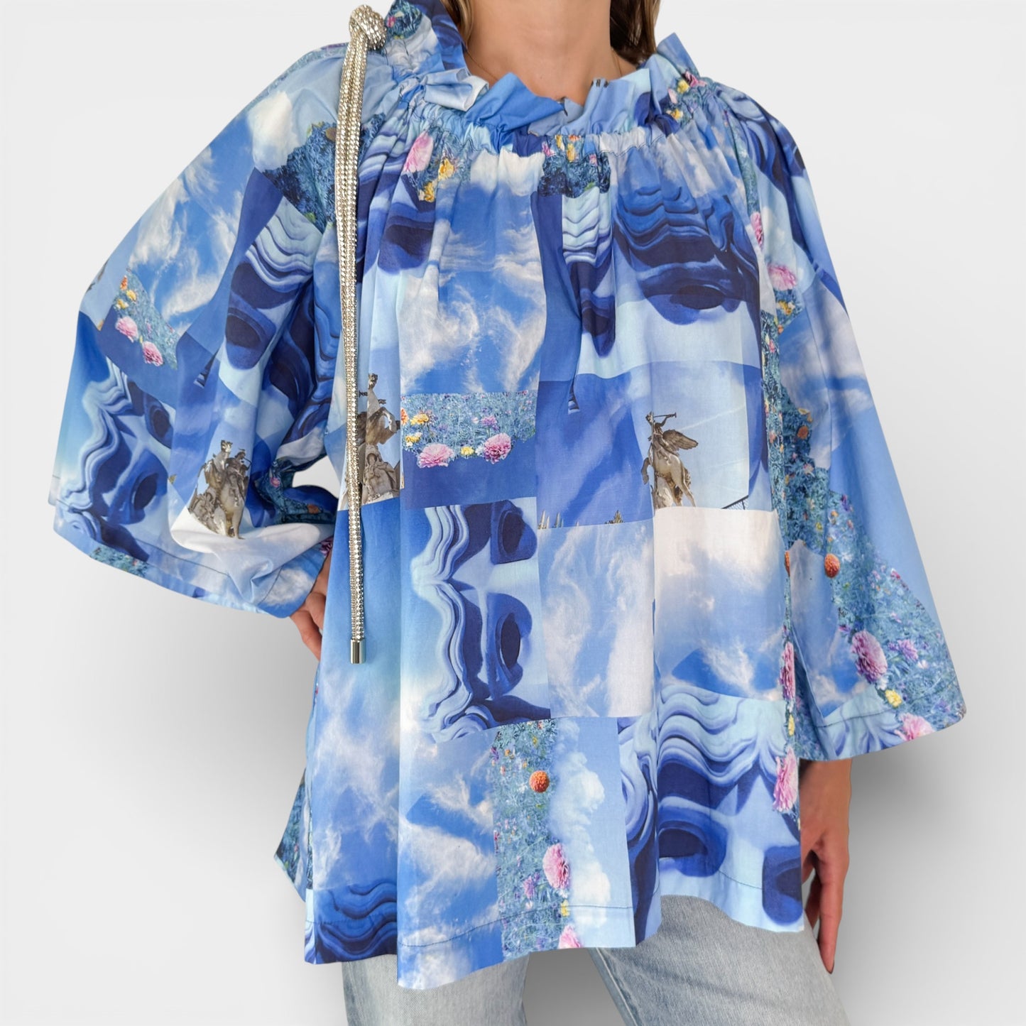 Romance Was Born X Samuel Hodge Blue Floral Petit Palais Cotton Top AU14 [NEW]