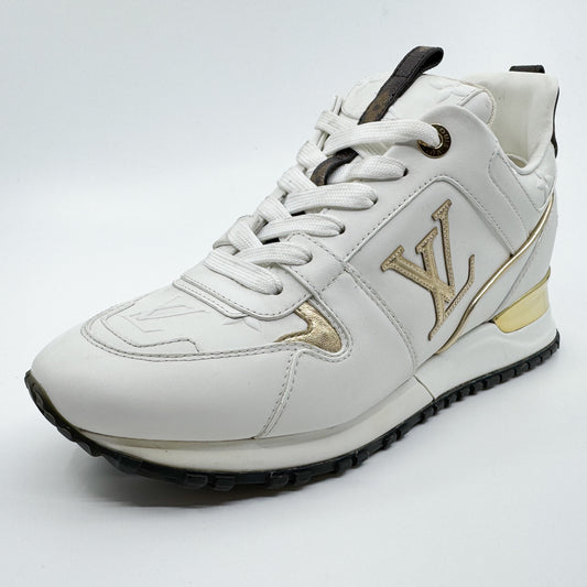 Louis Vuitton White Leather Gold Trim Run Away Sneakers EU38 ~ AU7