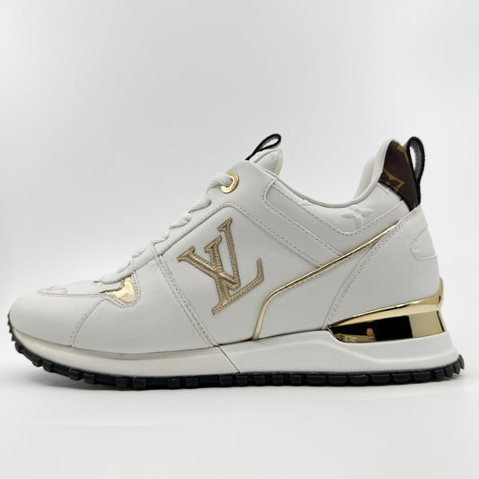 Louis Vuitton White Leather Gold Trim Run Away Sneakers EU38 ~ AU7