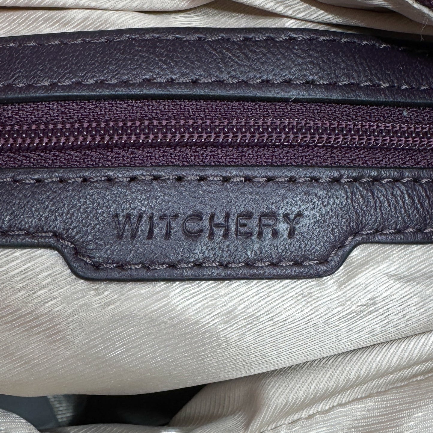 Witchery Plum Smooth Soft Leather Shoulder Bag [NEW]