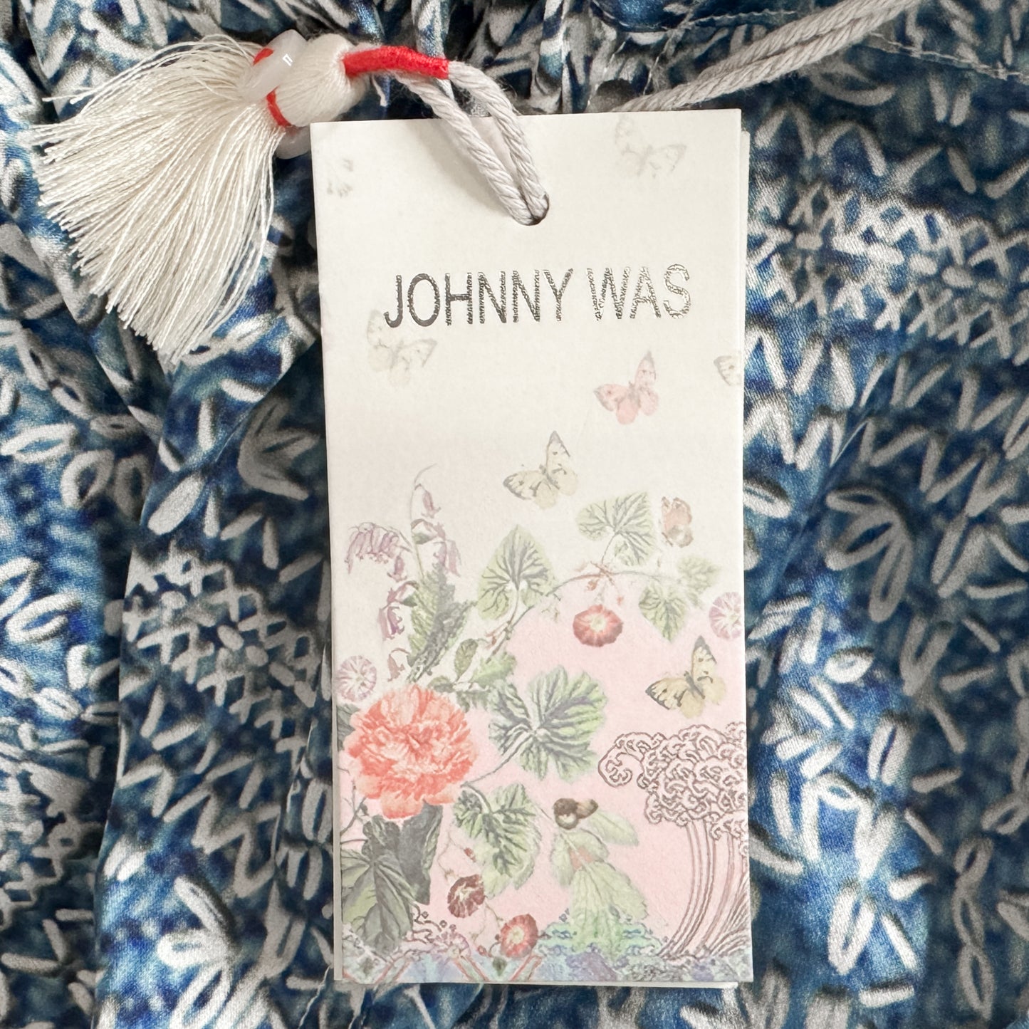 Johnny Was Blue Silk Wide Leg Lauchlen Pants AU16+ ~ X-Large [NEW]