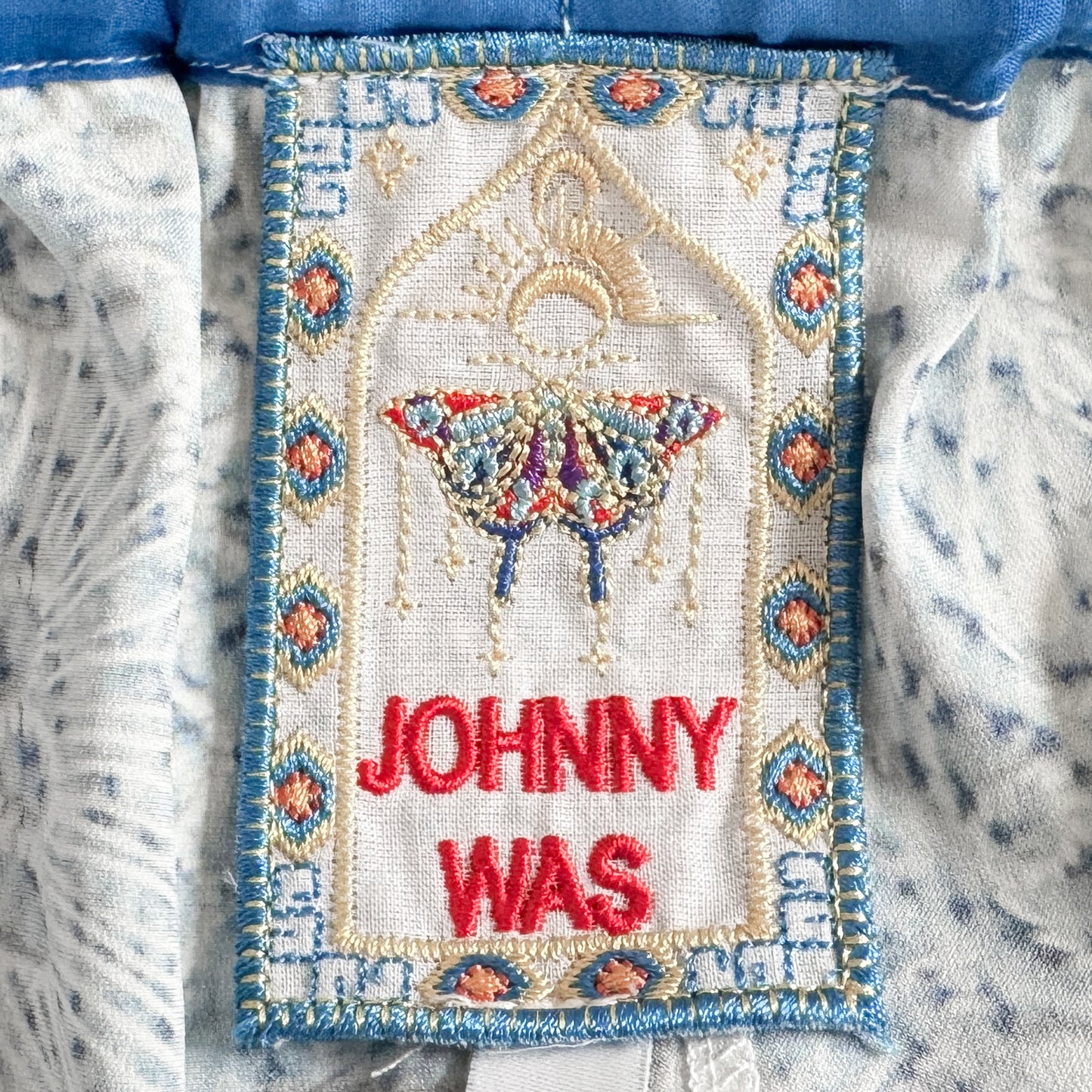 Johnny Was Blue Silk Wide Leg Lauchlen Pants AU16+ ~ X-Large [NEW]
