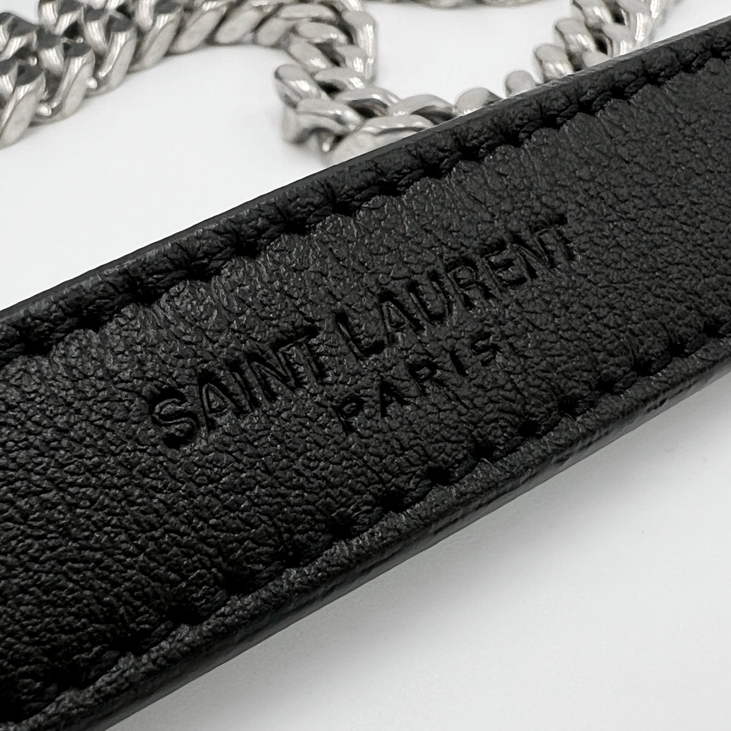 Saint Laurent YSL Black Leather Monogram Fringe Envelope Chain Crossbody Bag