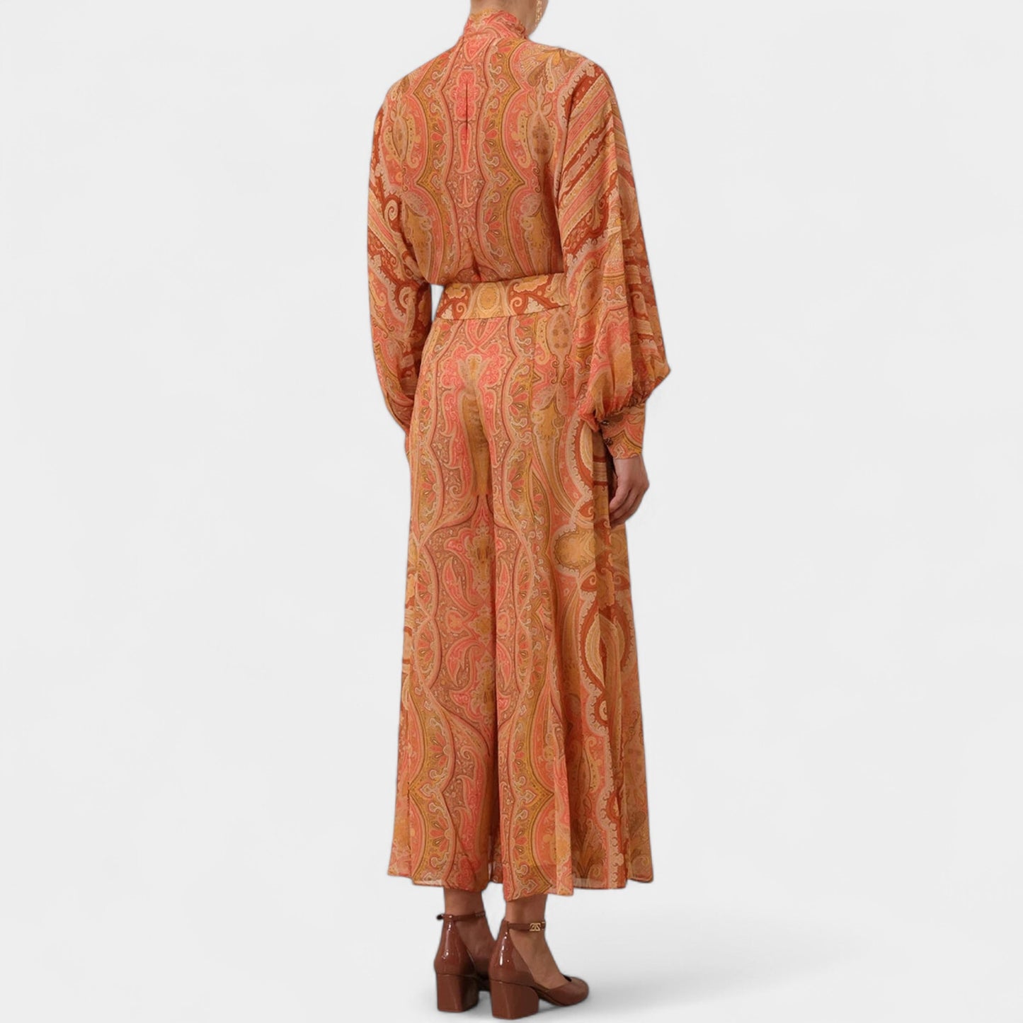 Zimmermann Tranquillity Orange Coral Paisley Flared Culottes Pants 2 ~ AU12