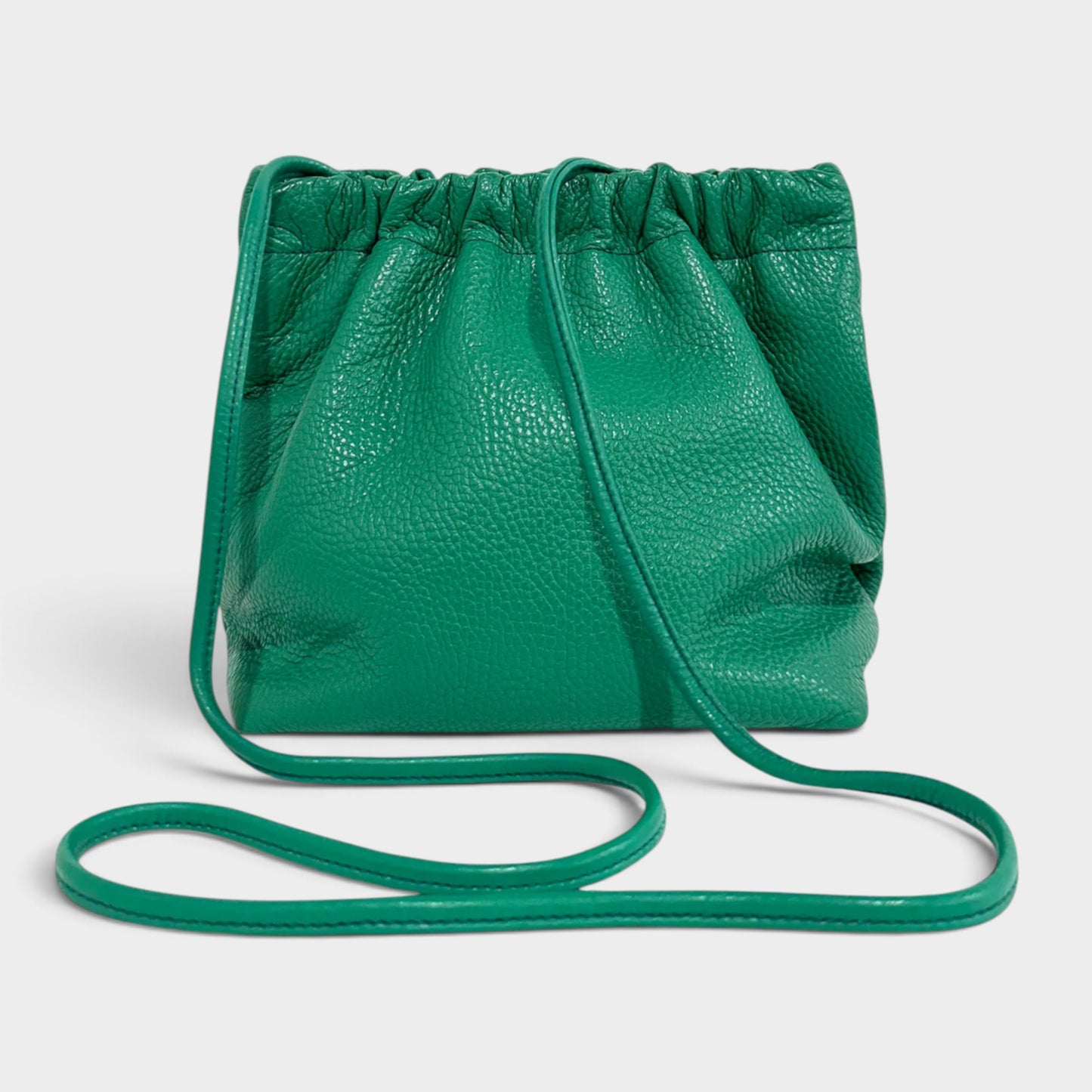 A-Esque Elf Green Grain Leather Square Crossbody & Clutch Bag
