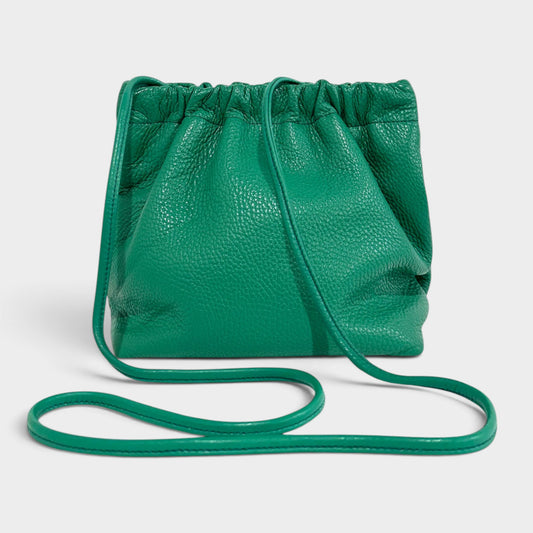 A-Esque Elf Green Grain Leather Square Crossbody & Clutch Bag