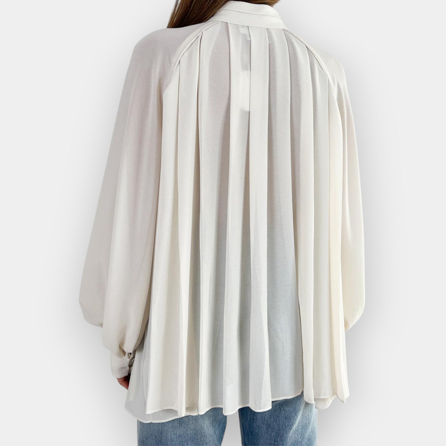 Aje Off White Beatrice Pleated Gold Button Blouse AU12