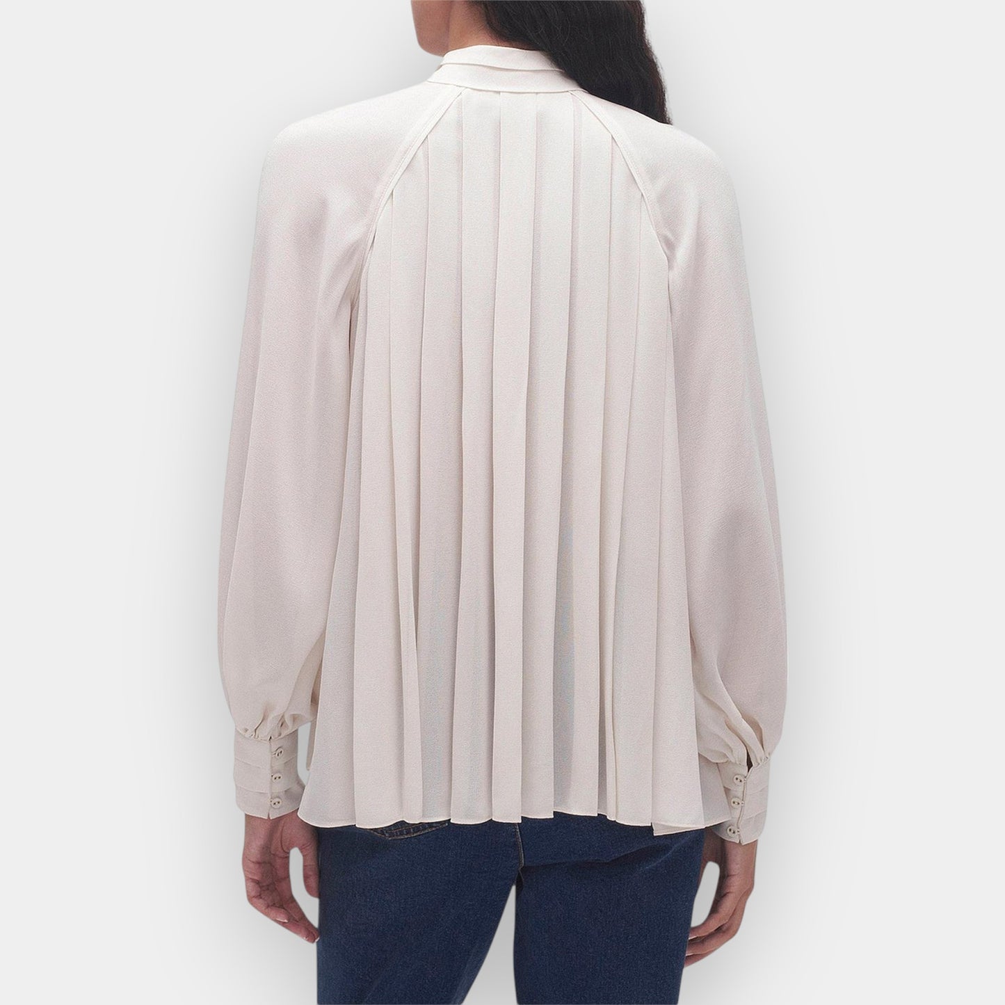 Aje Off White Beatrice Pleated Gold Button Blouse AU12