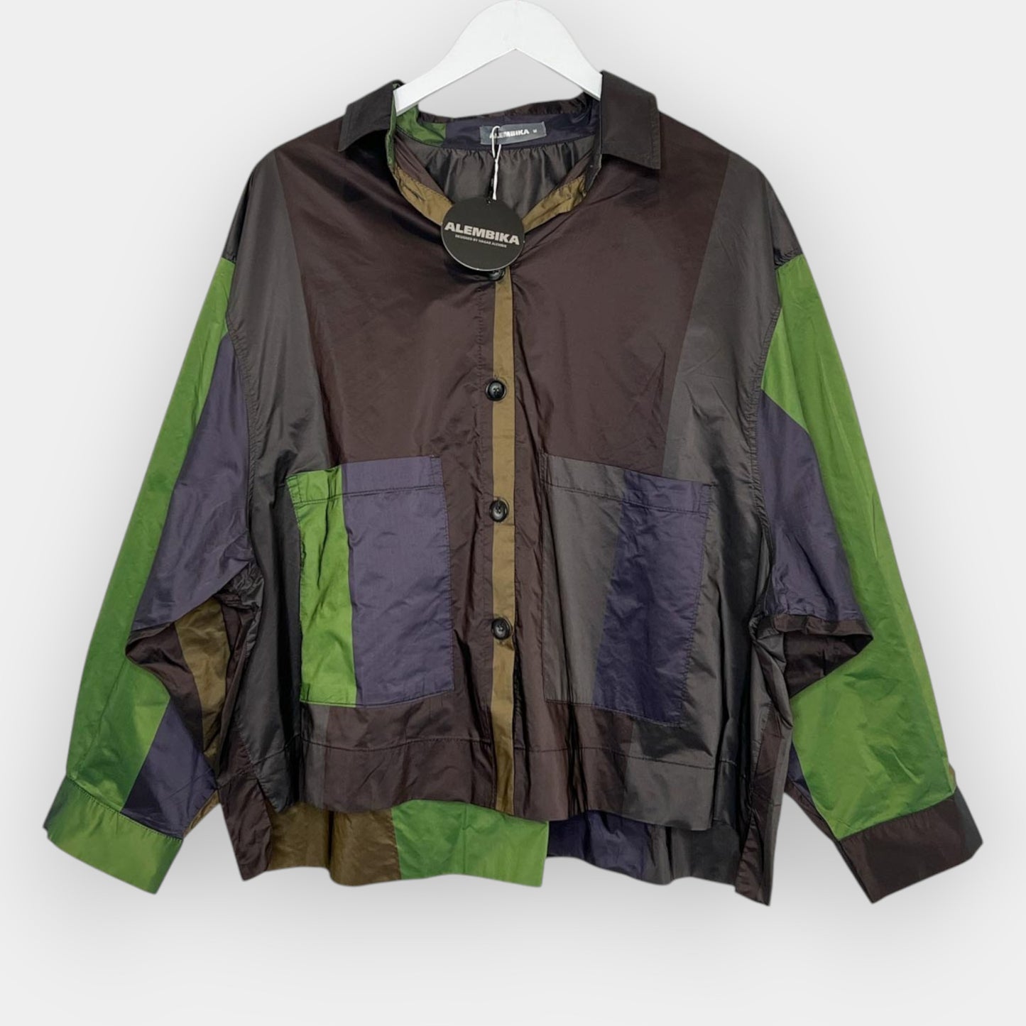 Alembika Green Cropped Boxy Shirt Forest Green Top M ~ AU12-14 [NEW]