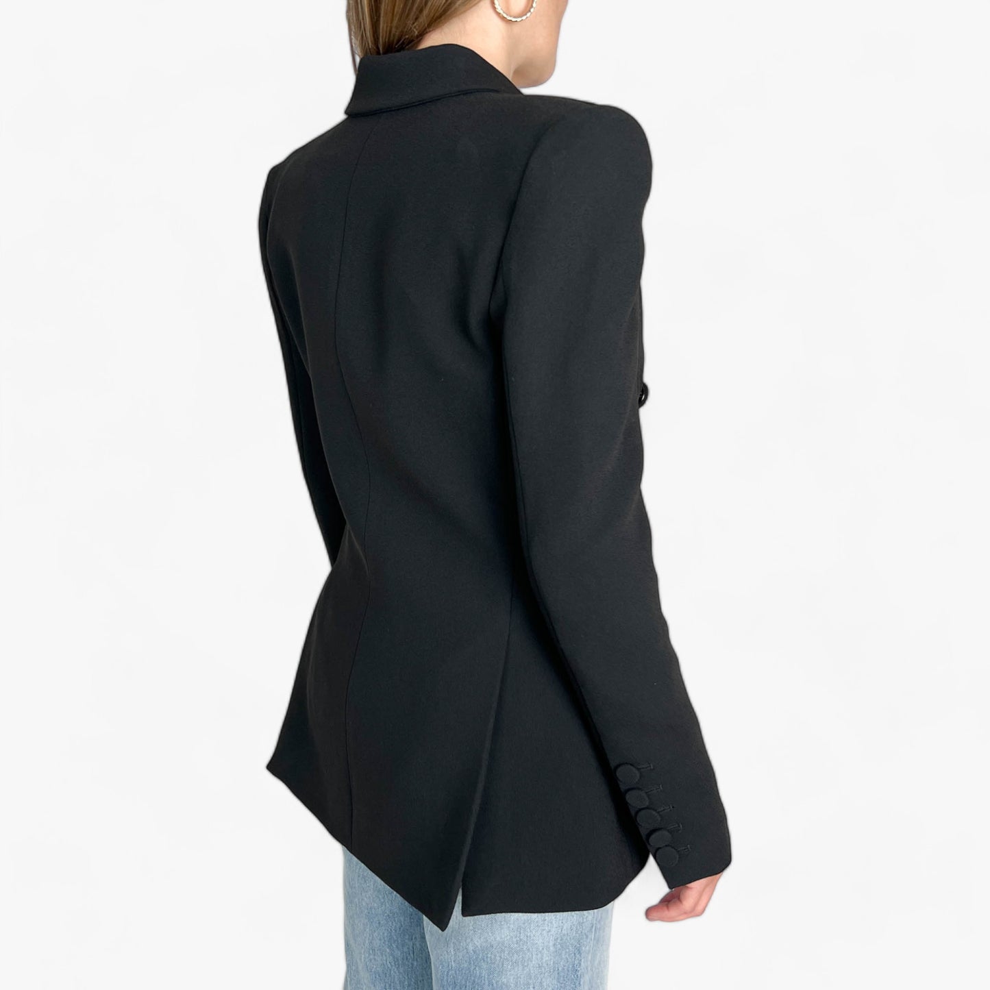 Alex Perry Black Stretch Crepe Double Breast Fitted Blazer Jacket 10