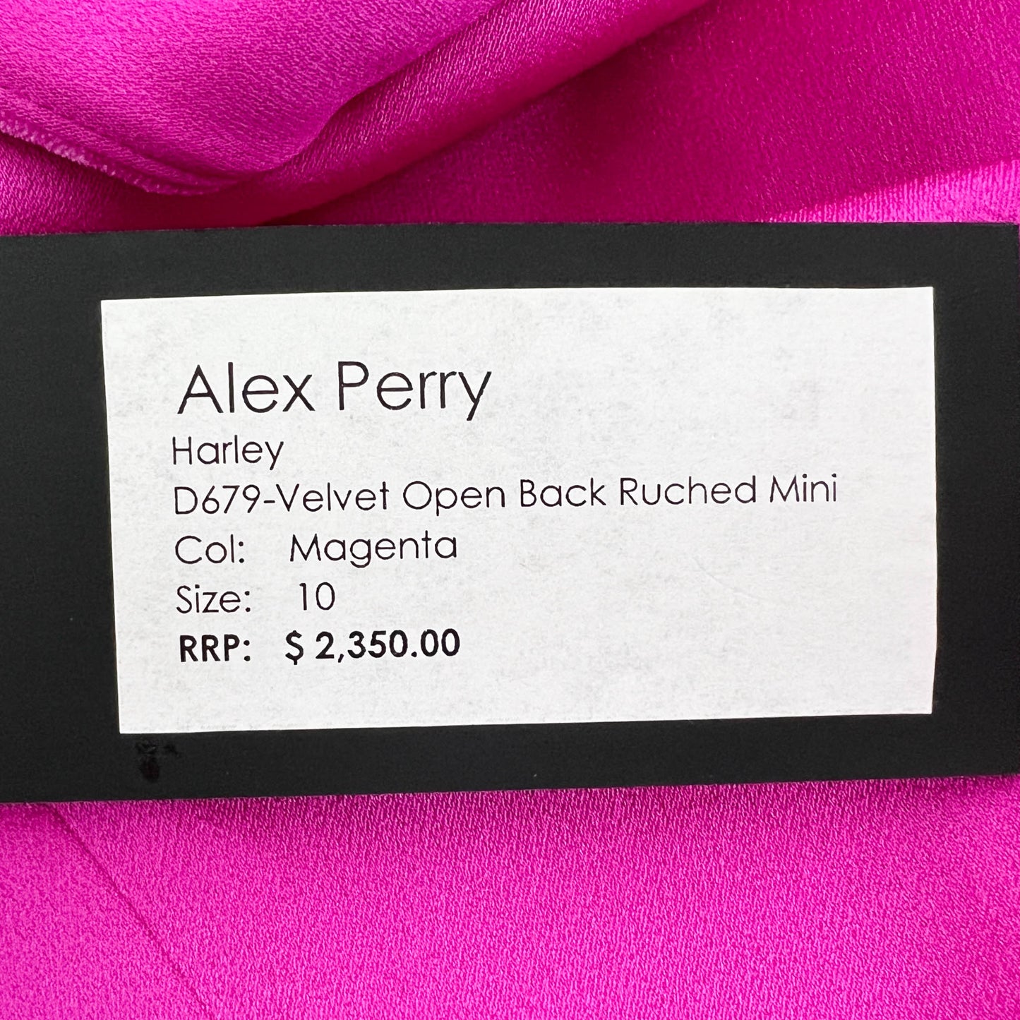 Alex Perry Harley Pink Velvet Open Back Ruched Mini Dress 10