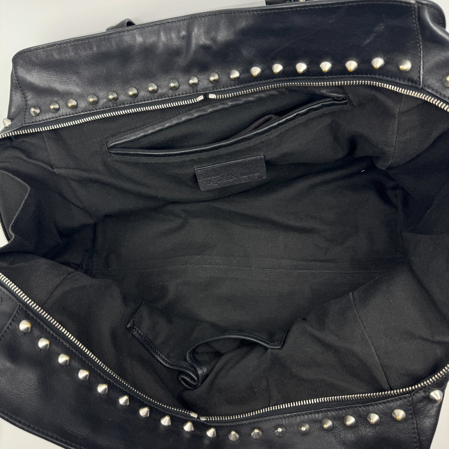 Alexander McQueen Black Leather Studded Skull Tote Bag