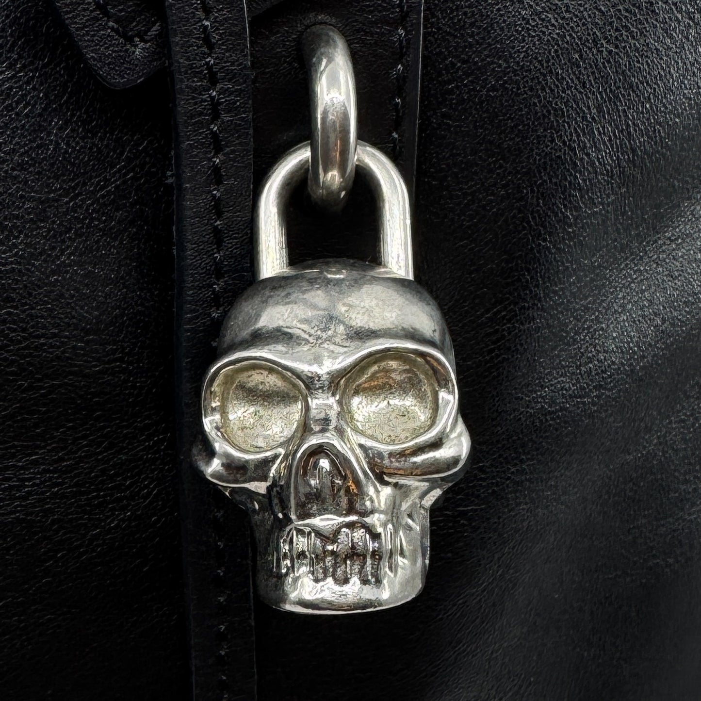 Alexander McQueen Black Leather Studded Skull Tote Bag