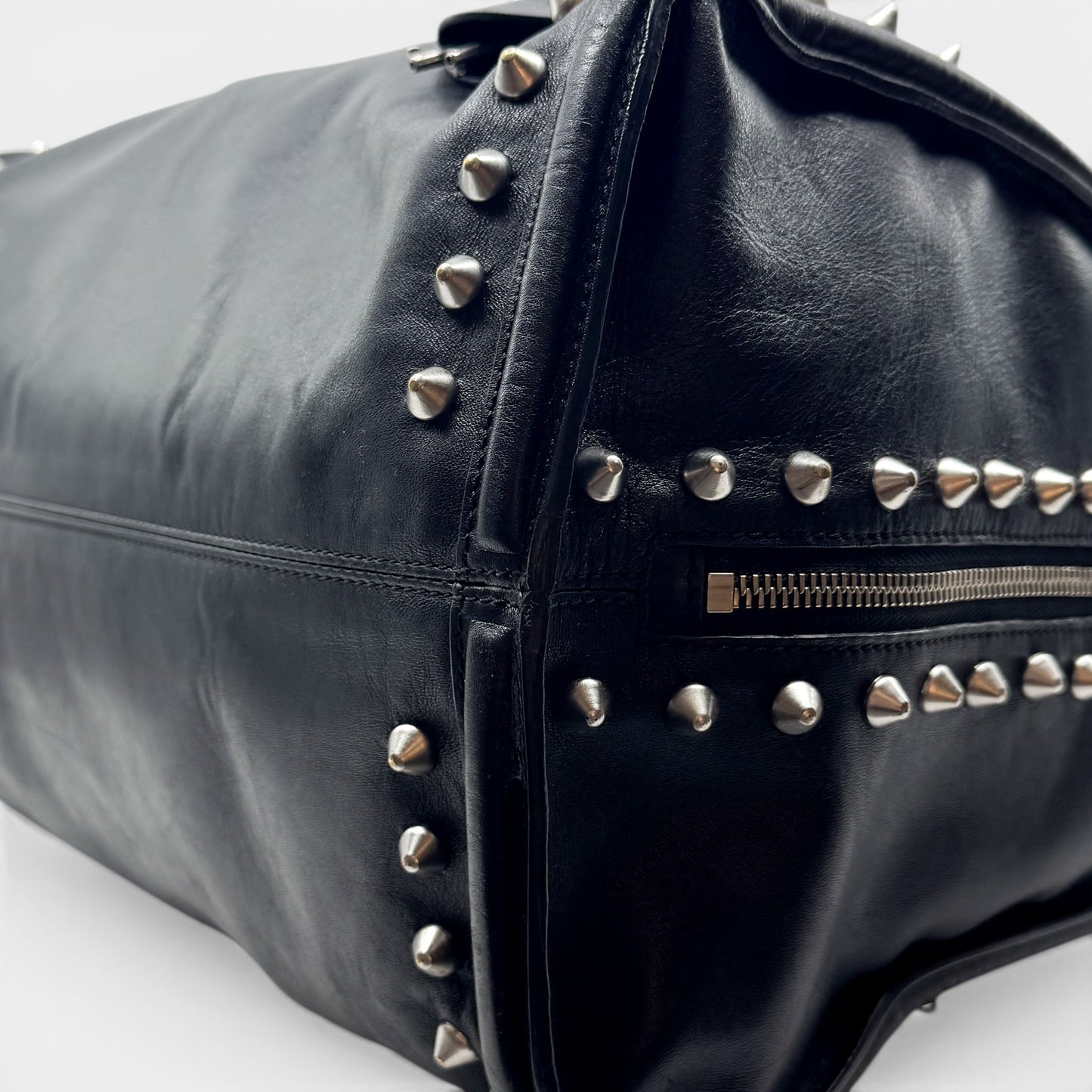 Alexander McQueen Black Leather Studded Skull Tote Bag