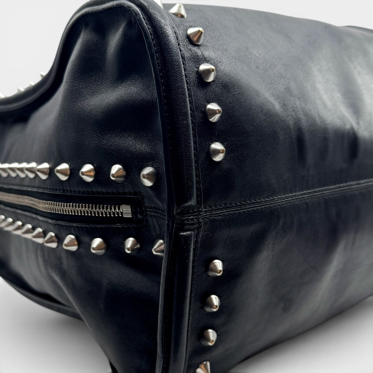 Alexander McQueen Black Leather Studded Skull Tote Bag