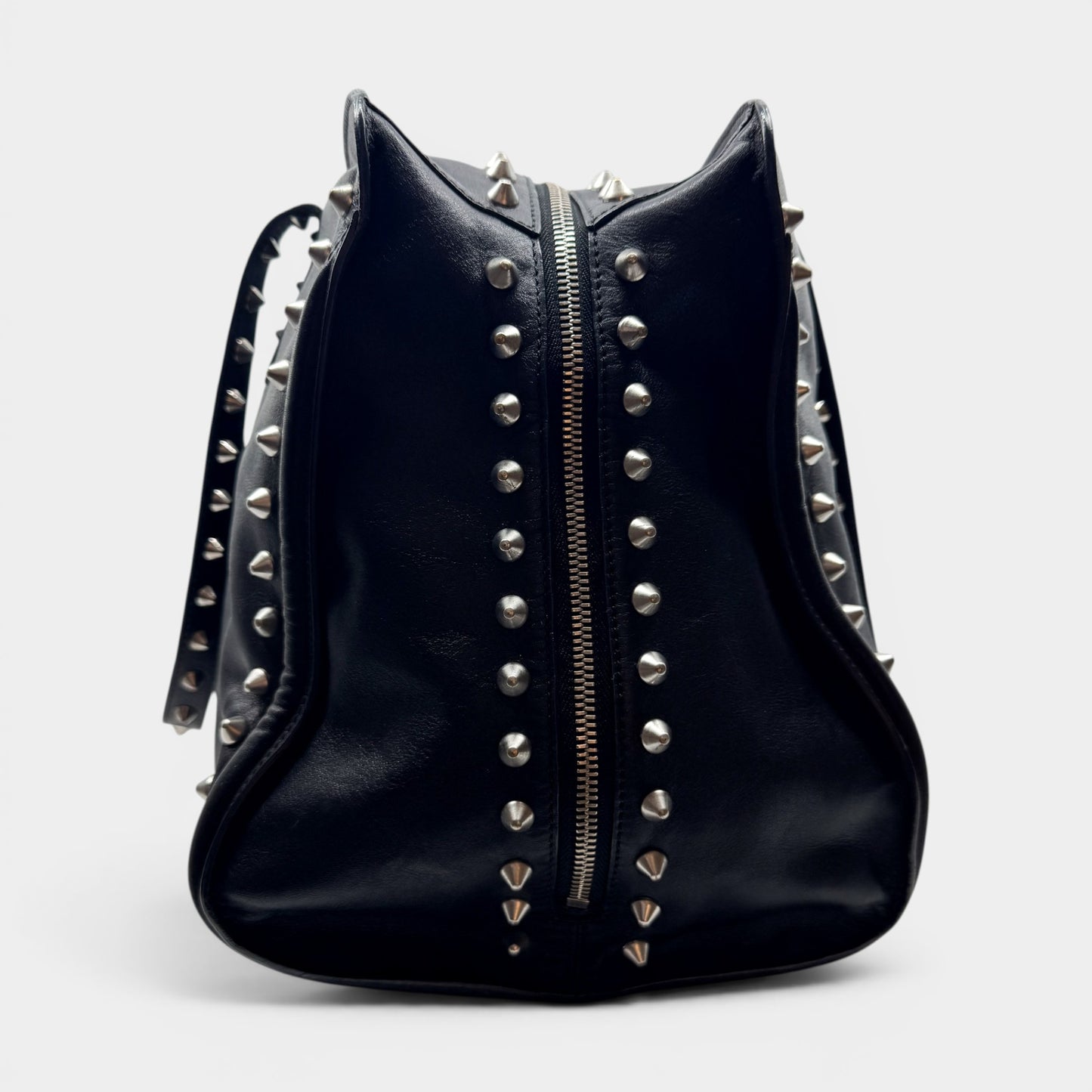 Alexander McQueen Black Leather Studded Skull Tote Bag