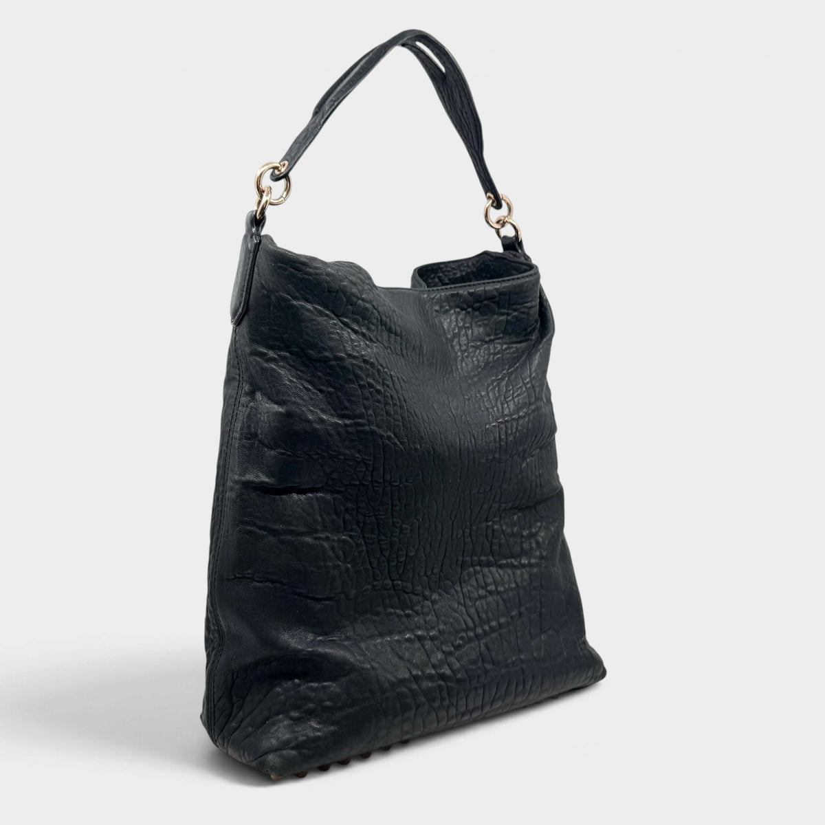 Alexander Wang Darcy Black Pebbled Leather Studded Hobo Bag