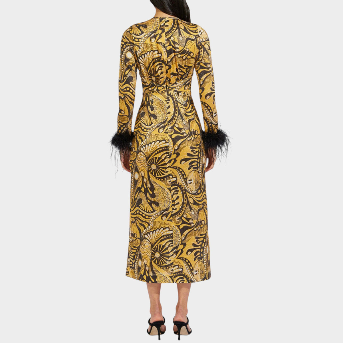 Alice McCall Gold Dust Keyhole Feather Cuff Dress AU8 ~ Small