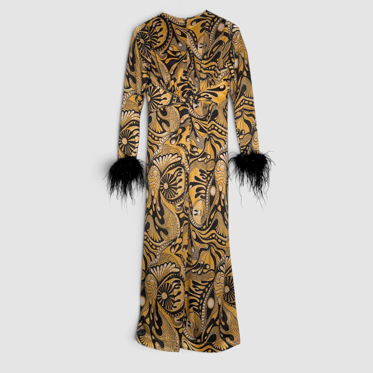 Alice McCall Gold Dust Keyhole Feather Cuff Dress AU8 ~ Small