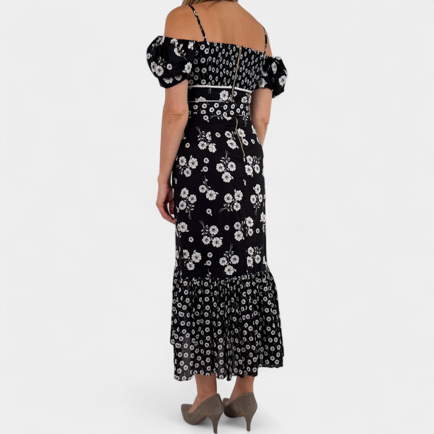 Alice McCall Black & White Floral Izabella Midi Dress AU8 ~ Small