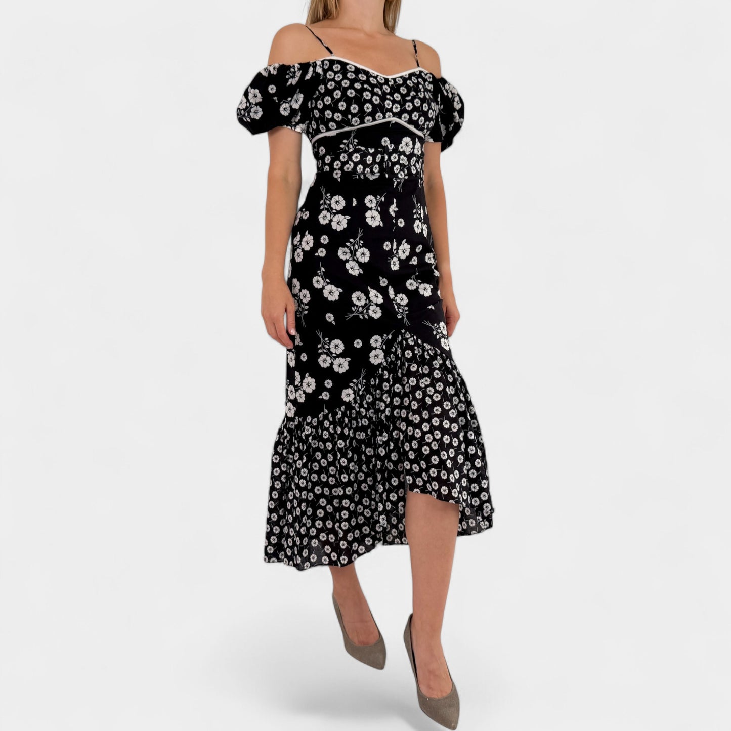 Alice McCall Black & White Floral Izabella Midi Dress AU8 ~ Small