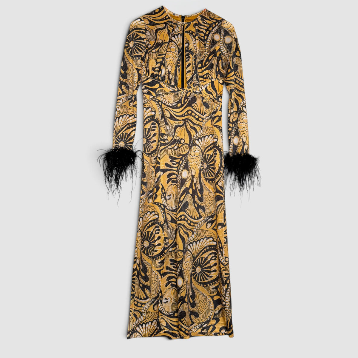 Alice McCall Gold Dust Keyhole Feather Cuff Dress AU8 ~ Small