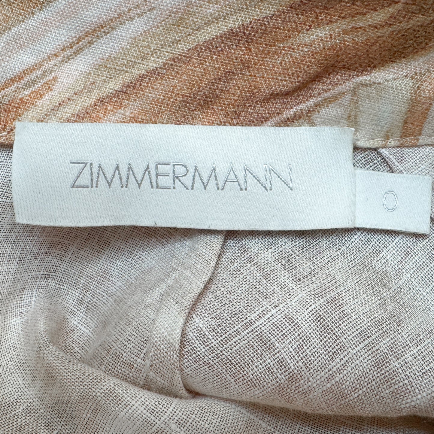 Zimmermann Andie Billow Sepia Floral Linen Long Dress Size 0 ~ AU8
