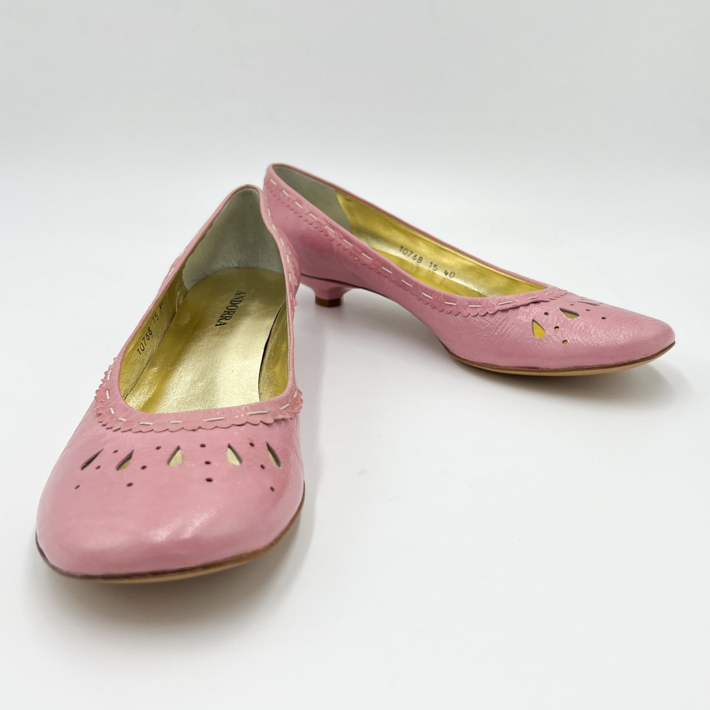 Andorra Pink Leather Kitten Heel Shoes EU40 ~ AU9