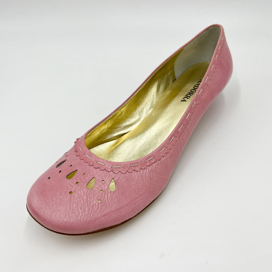 Andorra Pink Leather Kitten Heel Shoes EU40 ~ AU9