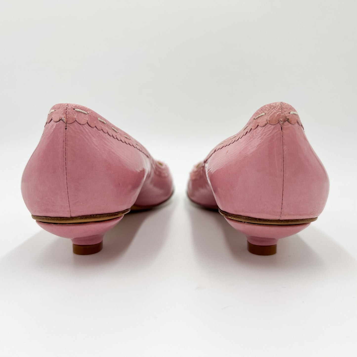 Andorra Pink Leather Kitten Heel Shoes EU40 ~ AU9