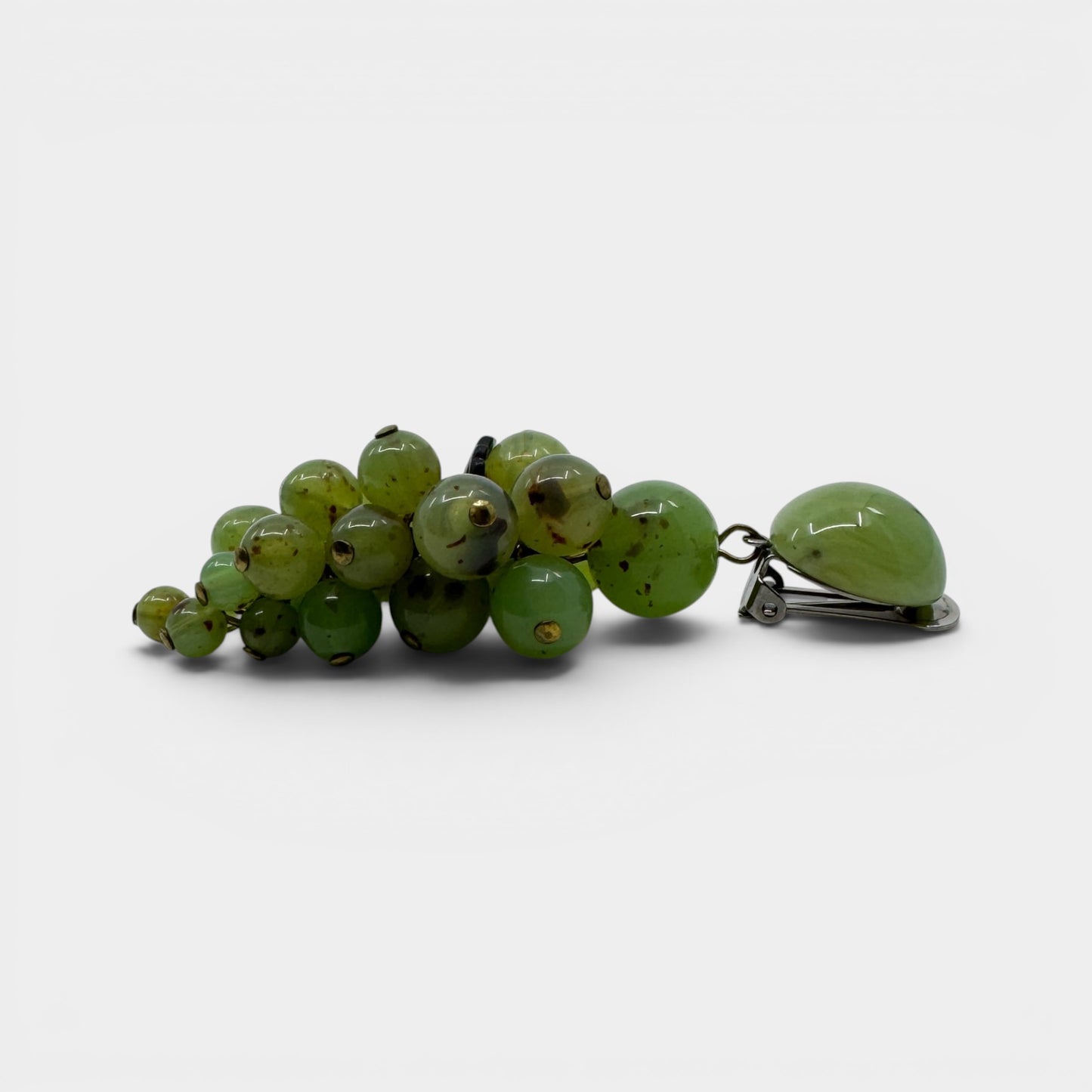 Angela Caputi Italy Green Marbled Resin Statement Clip On Earrings