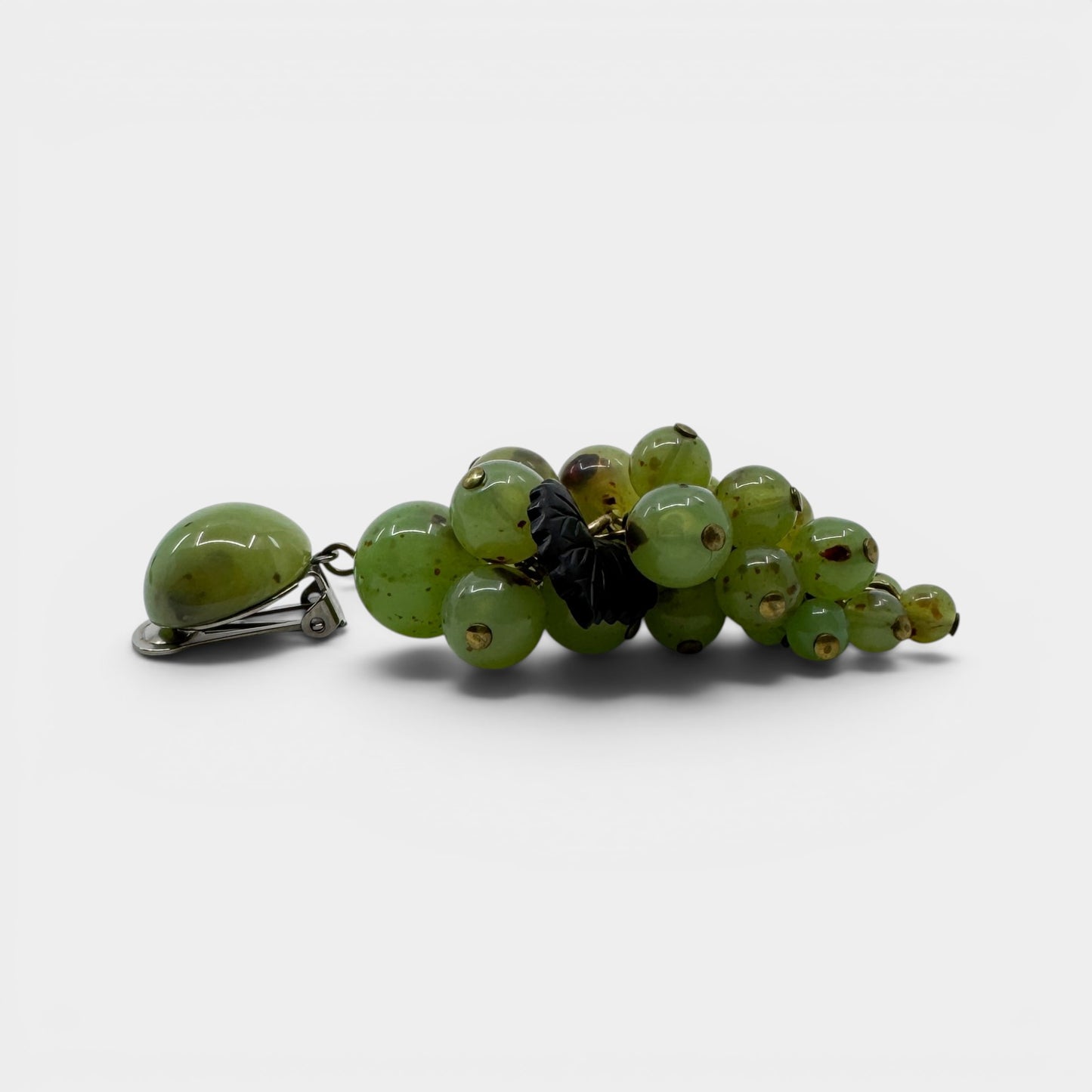 Angela Caputi Italy Green Marbled Resin Statement Clip On Earrings
