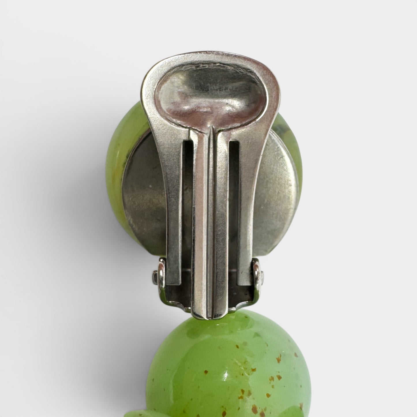 Angela Caputi Italy Green Marbled Resin Statement Clip On Earrings