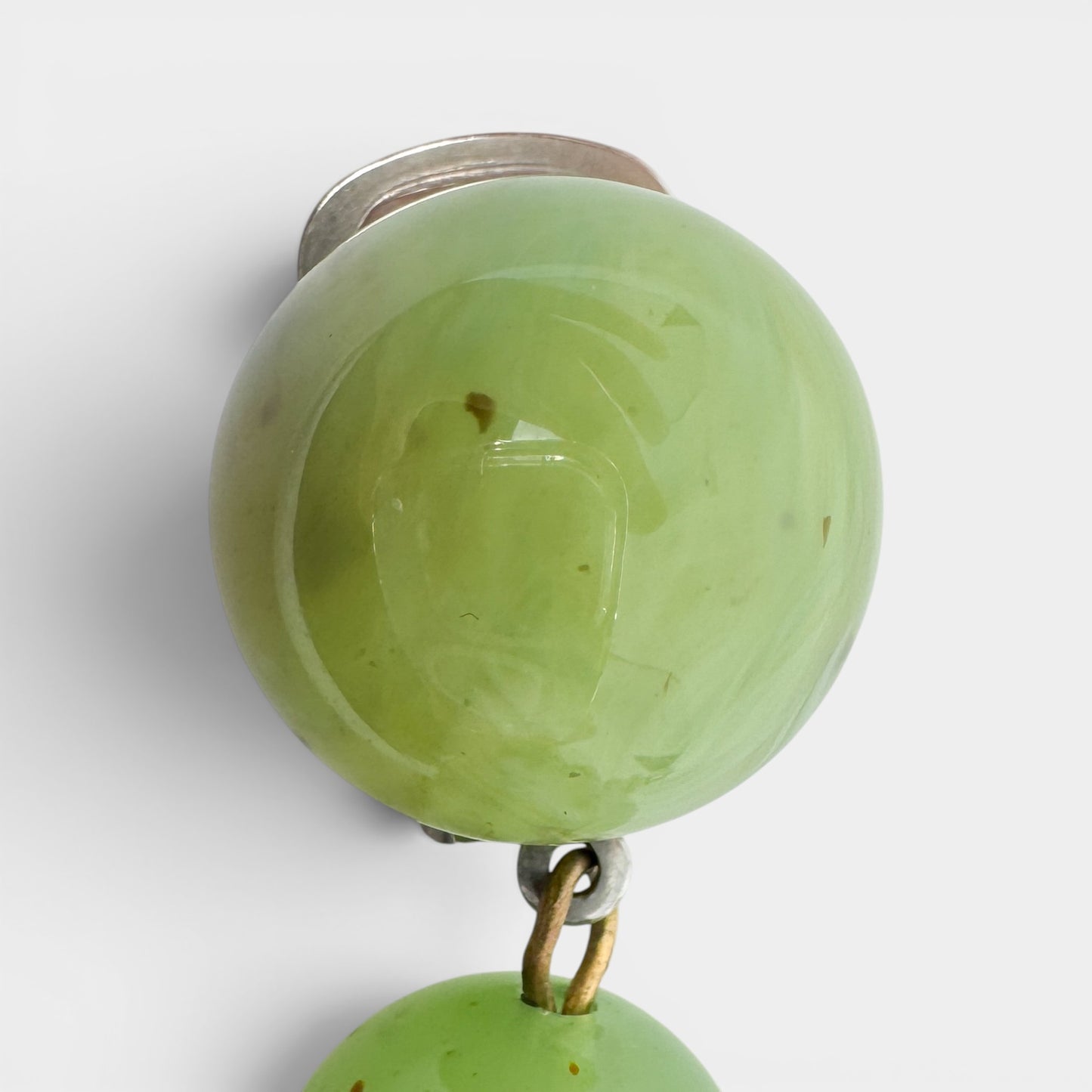 Angela Caputi Italy Green Marbled Resin Statement Clip On Earrings